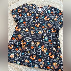 Women’s Thanksgiving Scrub Top **LIKE NEW**